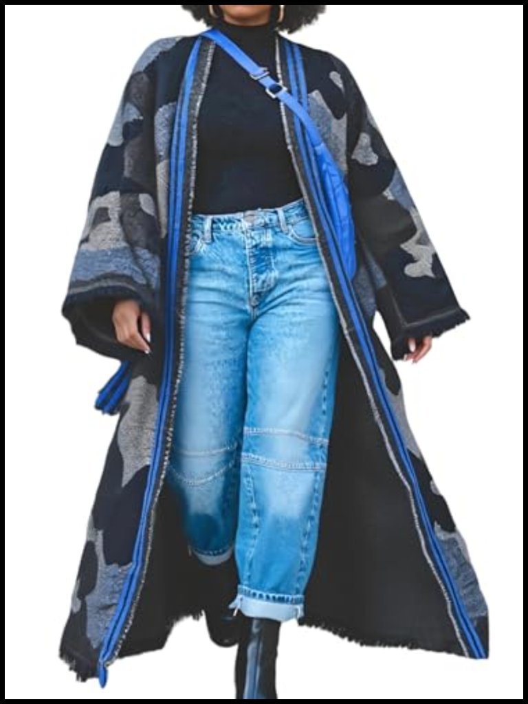 Open Front Chunky Knit Maxi Duster Cardigan Sweater Coat